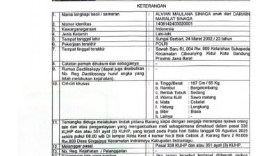 Bripda Alvian  Maulana Sinaga Ditetapkan DPO