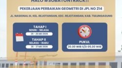 Perbaikan Geometri Perlintasan Rejotangan Tulungagung Dimulai Malam Ini, Pengguna Jalan Diimbau Cari Rute Alternatif